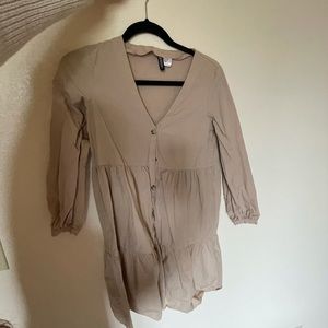 Tan long sleeve dress with buttons